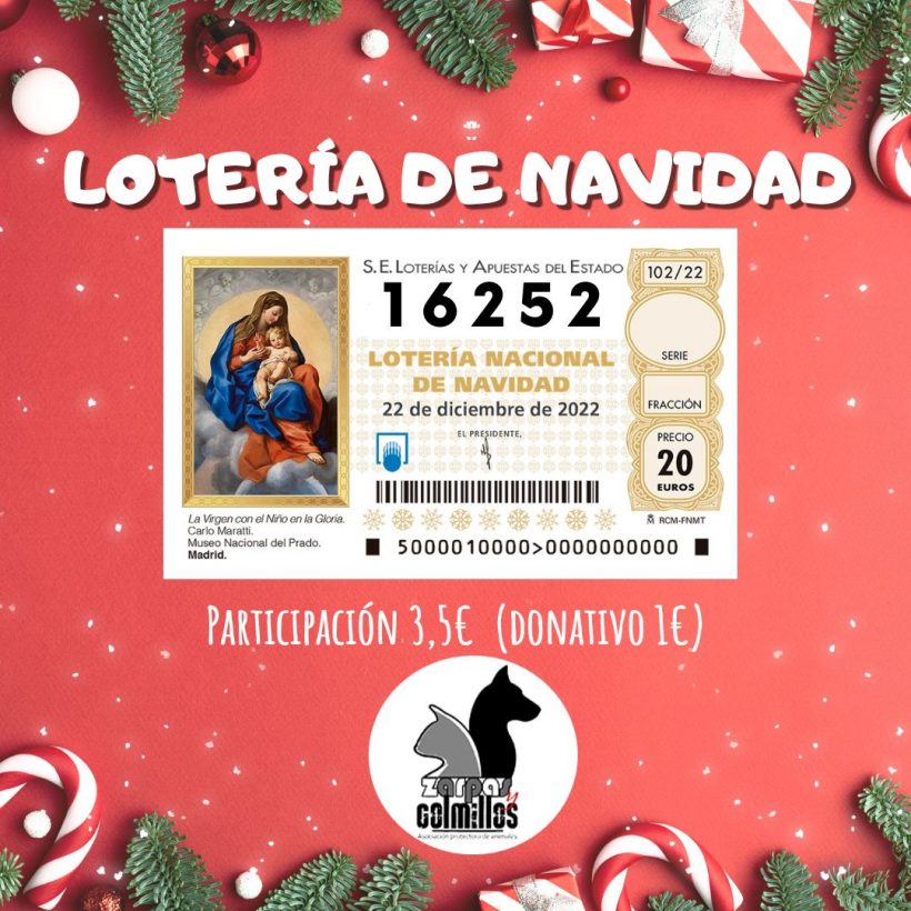 ¡Ya está aquí la lotería de Navidad 2022 a favor de Zarpas!